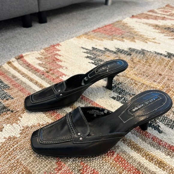 Nine West Black Heeled Mules - Picture 4 of 7